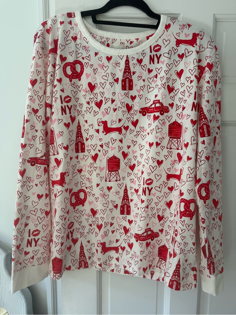 BedHead White & Red NYC Heart Print Kids Long Sleeve Top